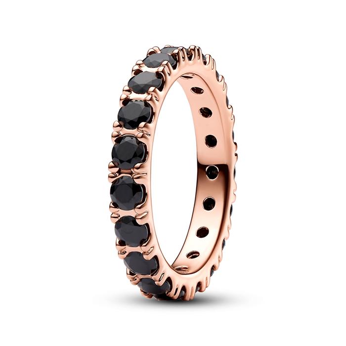 Eternity ring with black crystals, Timeless, rosé