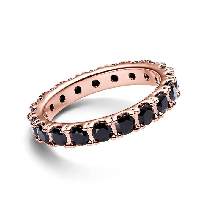 Eternity ring with black crystals, Timeless, rosé