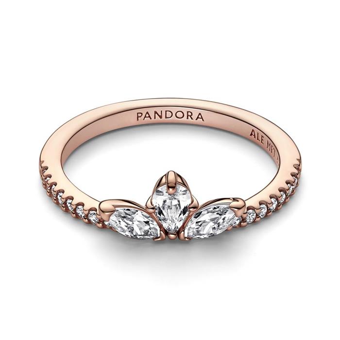 Ladies ring, rose gold with cubic zirconia