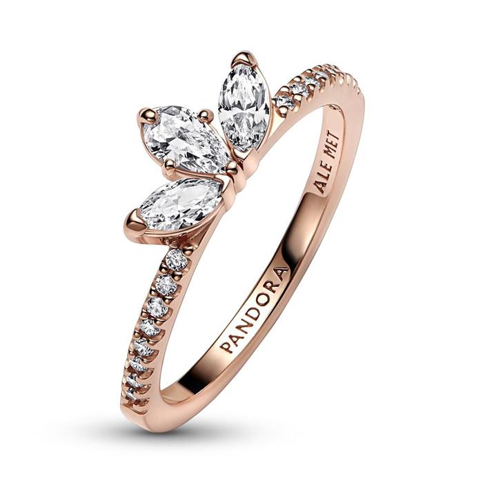 Ladies ring, rose gold with cubic zirconia