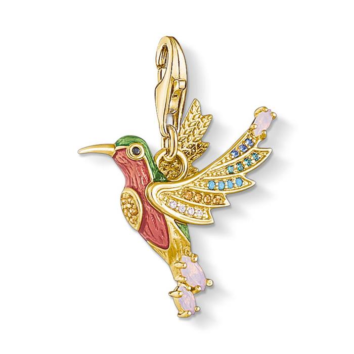 Charm Hummingbird In Gold-Plated 925 Sterling Silver, Enamel