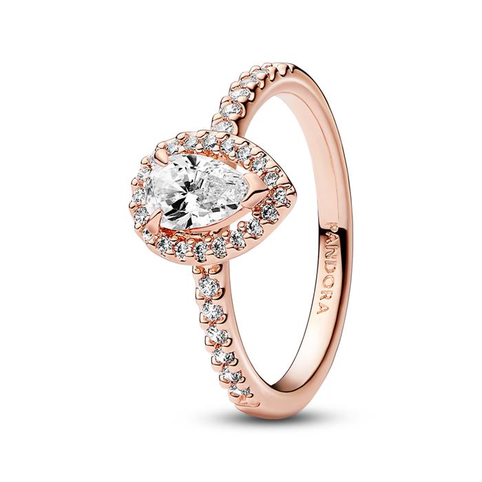 Moments pear wreath ladies ring, rose gold-plated, zirconia