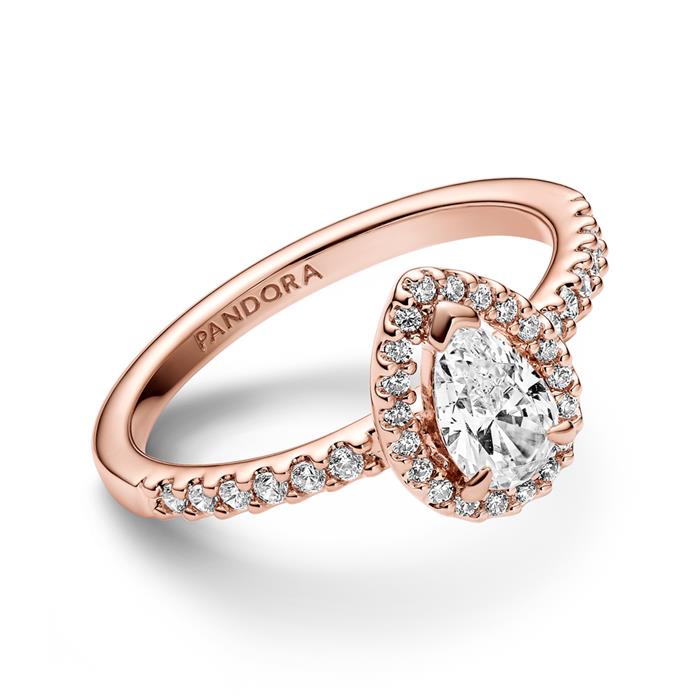 Moments pear wreath ladies ring, rose gold-plated, zirconia