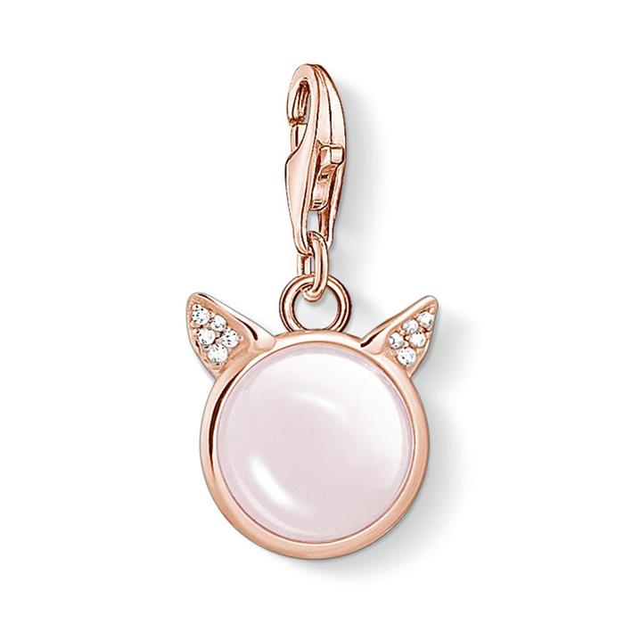 Cat ears charm in rose gold plated sterling silver