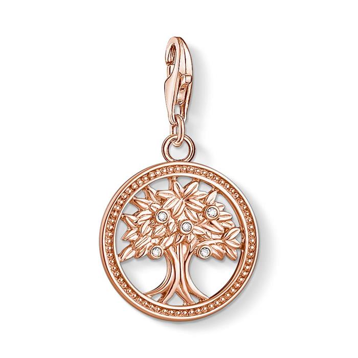 Tree of life charm in 925 sterling silver, rosé