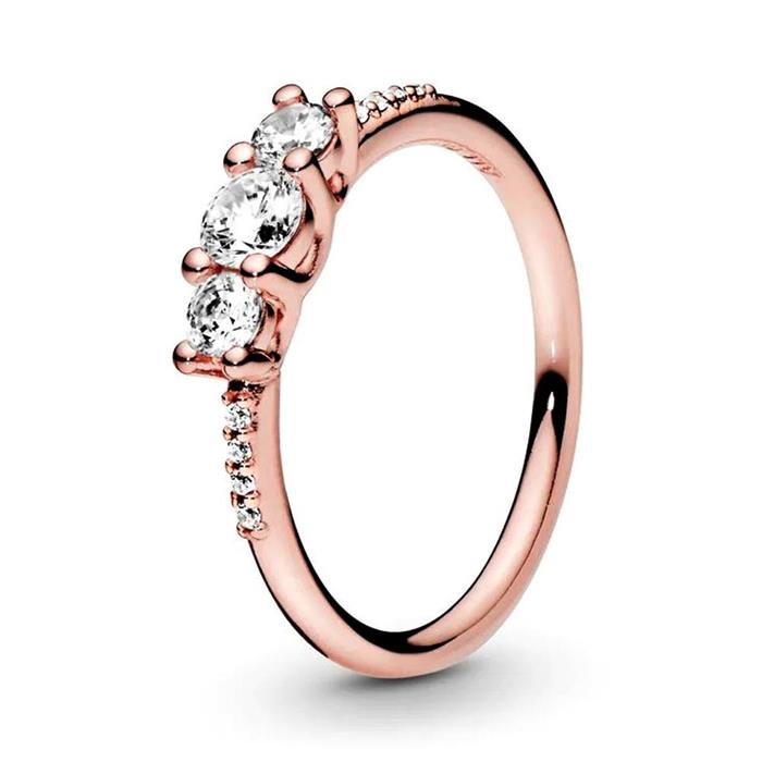 Ring sparkling elegance with zirconia pandora rose