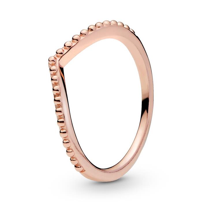 Wishbone ring voor dames in stippenmodel, rosé