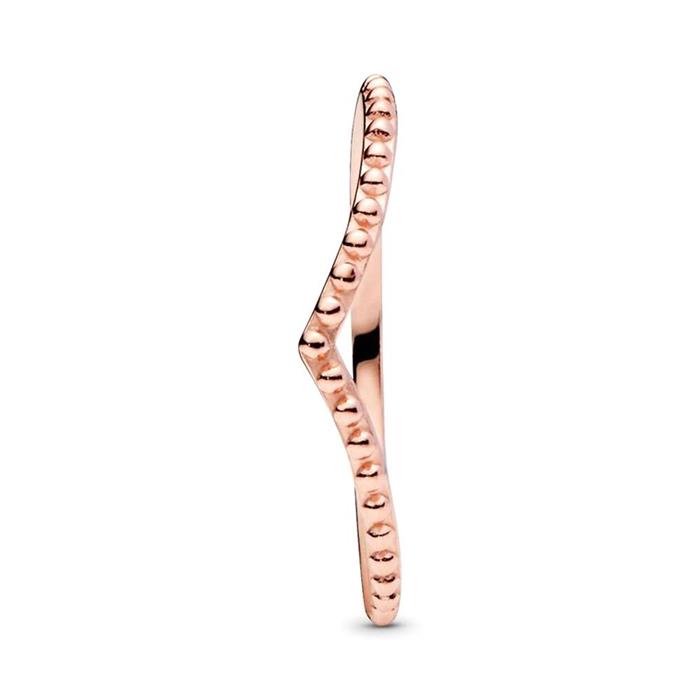 Wishbone ring for ladies in dot design, rosé