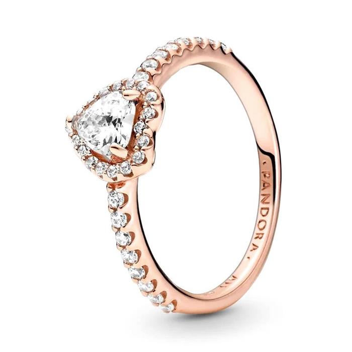 Ring heart for ladies with zirconia rose