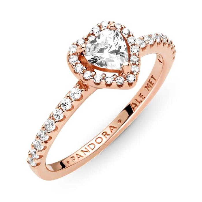 Ring heart for ladies with zirconia rose