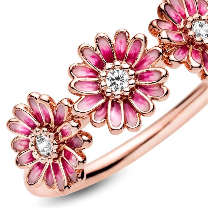 Roze margriet ring voor dames, rose