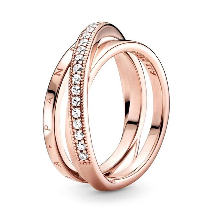 Anillo de mujer con triple cruz, rosado