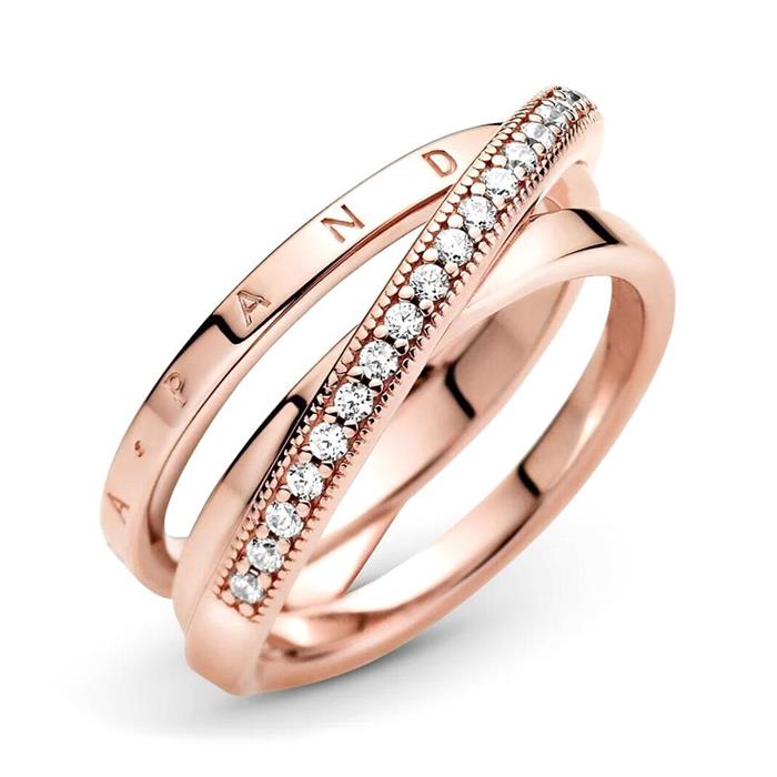 Triple crossed ladies ring, rosé