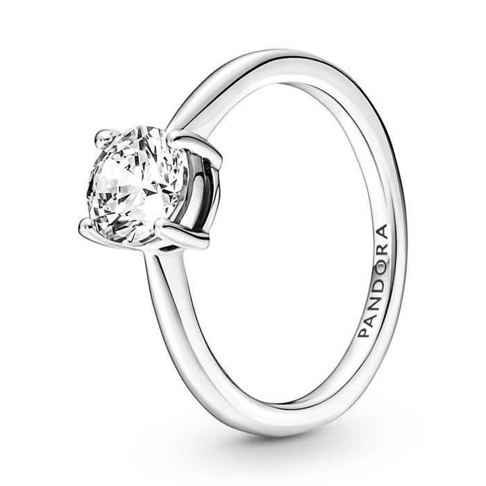 Solitaire ring for ladies in 925 silver with cubic zirconia