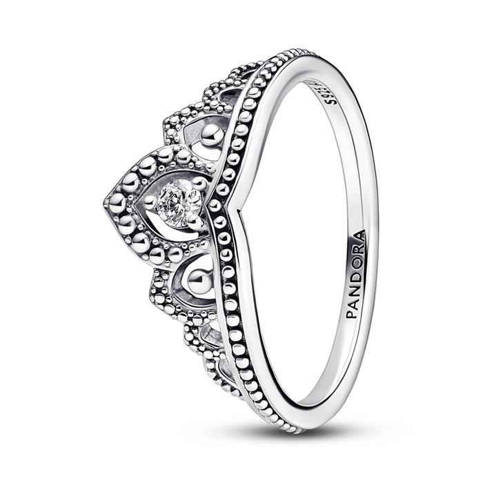 Ladies tiara ring in sterling silver with cubic zirconia