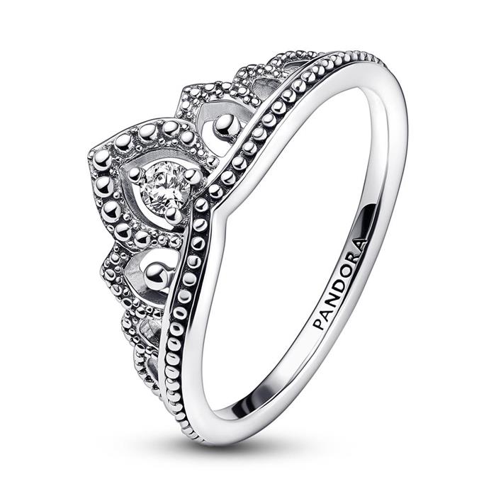 Ladies tiara ring in sterling silver with cubic zirconia