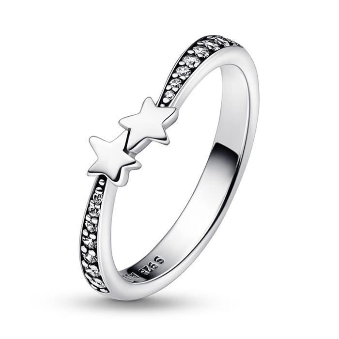 Shooting star ring for ladies in 925 silver