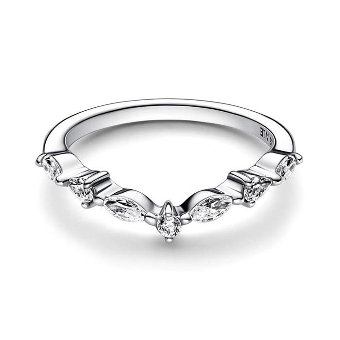 Ladies ring wishbone in sterling silver with zirconia