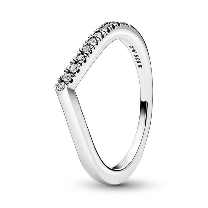 925 sterling silver wishbone ring for women with zirconia