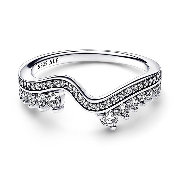Golvende ring voor vrouwen in sterling zilver met Zirkonia
