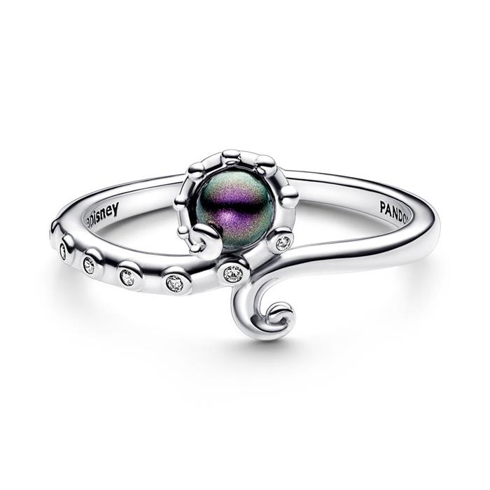 Anillo disney ursula de plata 925 con perla, sinte.