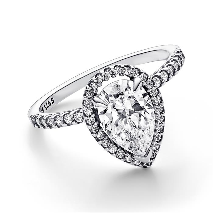 925 silver ladies ring with cubic zirconia, moments collection