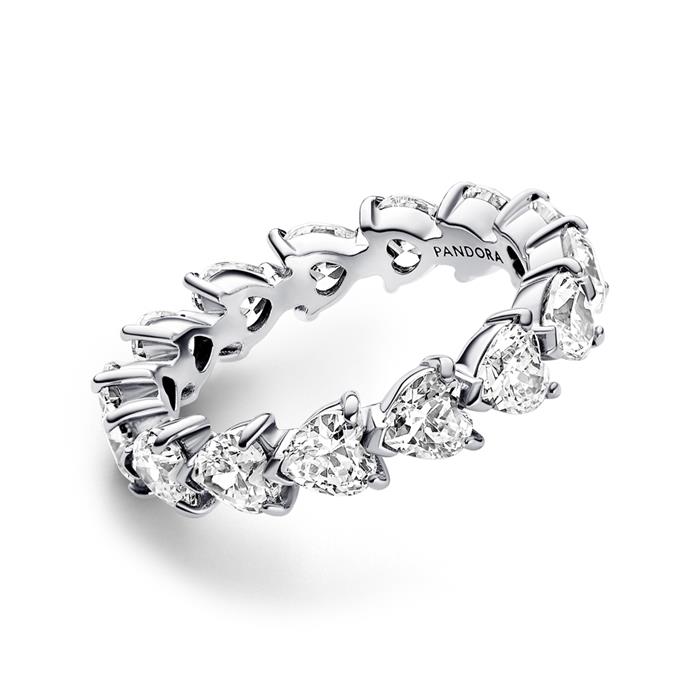 Eternity hart ring in 925 zilver, zirkonia, Tijdloos