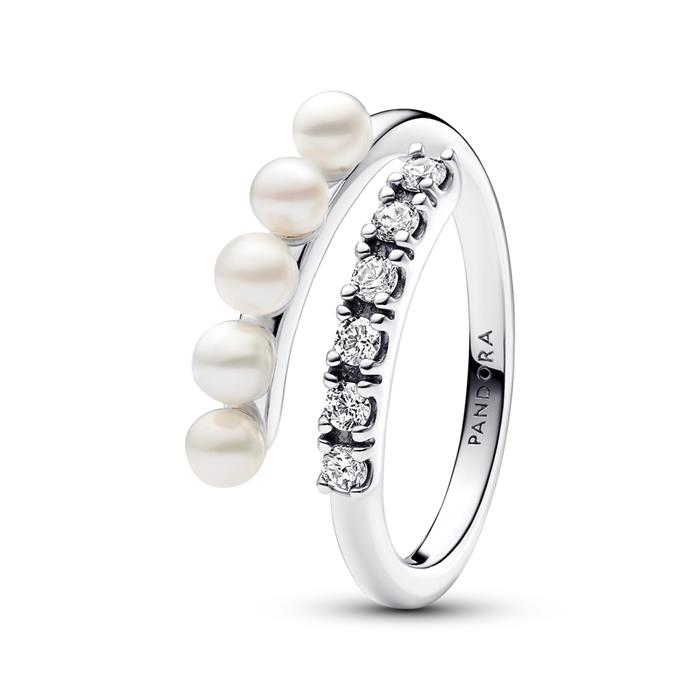 Timeless ring in 925 silver with pearls, crystals