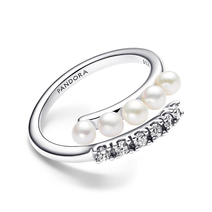Timeless ring in 925 silver with pearls, crystals
