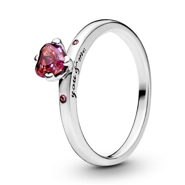 Ring sparkling heart for ladies in 925 silver