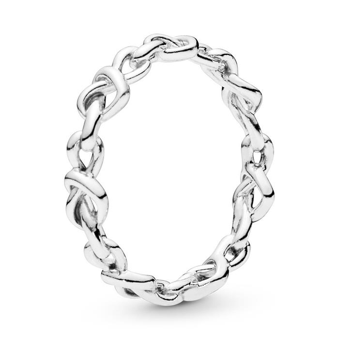 Geknoopte harten ring in sterling zilver