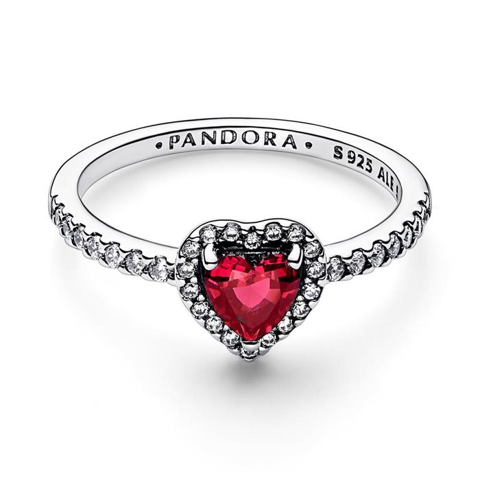 Heart ring for ladies in sterling silver with crystal