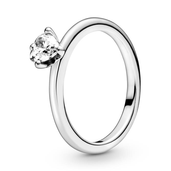 Solitaire ring heart for ladies in 925 silver
