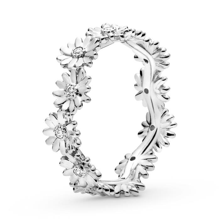 Ladies ring daisy in sterling silver with zirconia