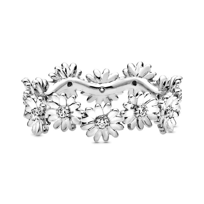Ladies ring daisy in sterling silver with zirconia
