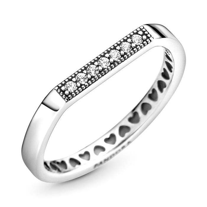 Stacking ring for ladies in sterling silver with zirconia