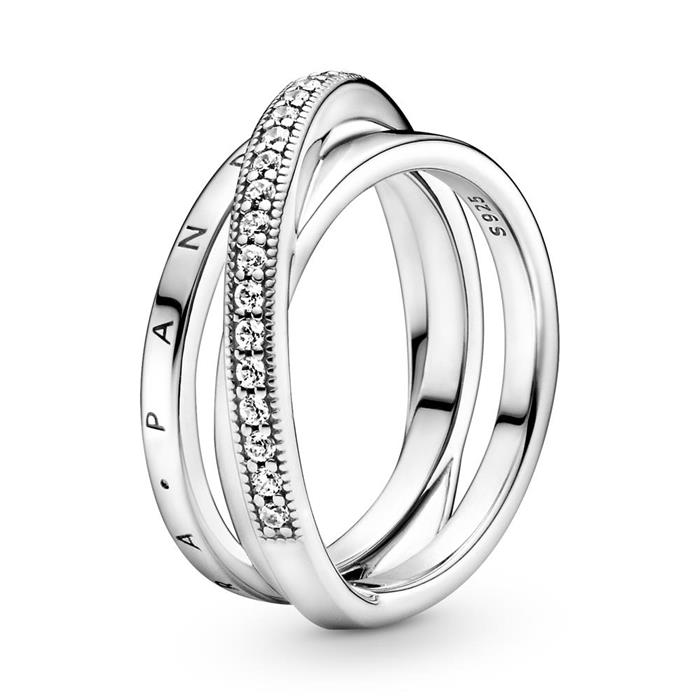 925 sterling silver ring for ladies, triple crossed