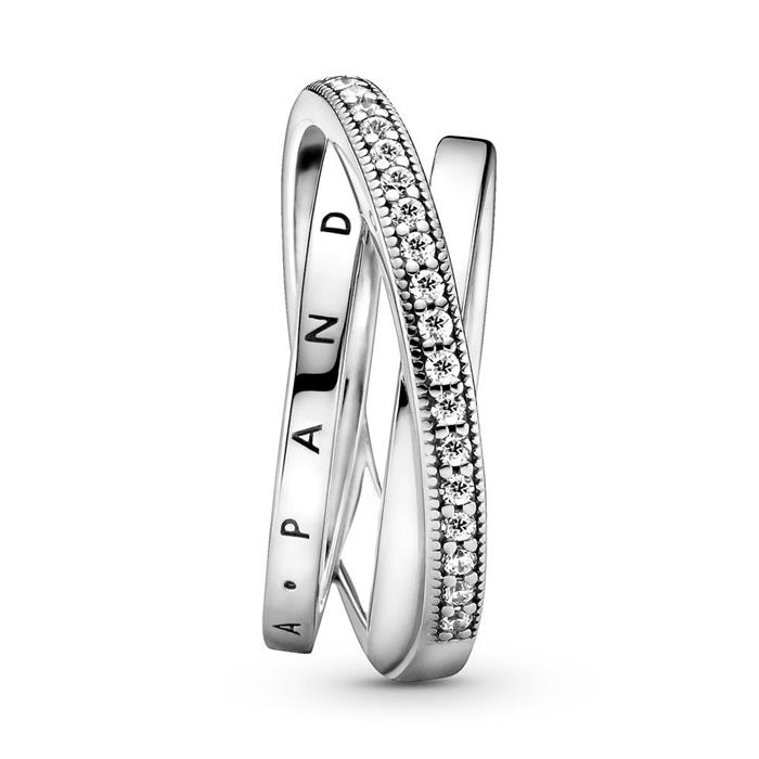 925 sterling silver ring for ladies, triple crossed