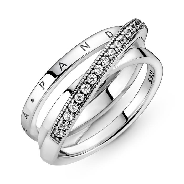 925 sterling zilveren ring voor dames, drievoudig gekruist