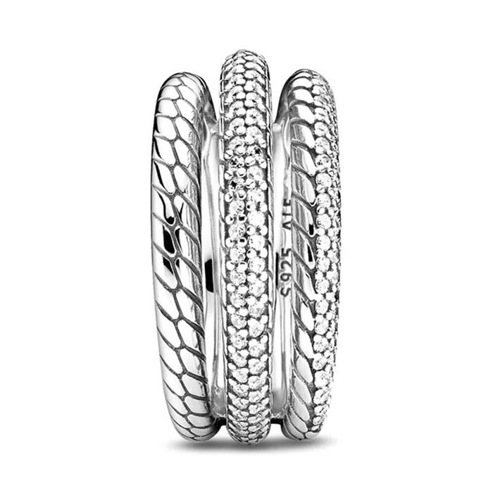 Ladies ring snake link pattern in 925 silver