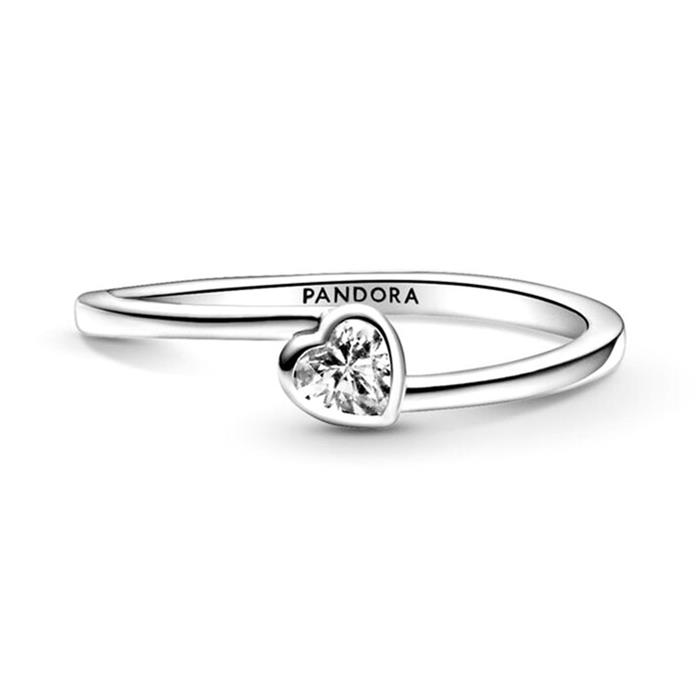 Ladies ring heart in sterling silver with zirconia