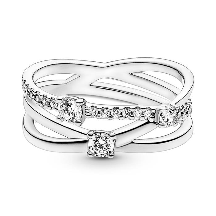 Sterling silver triple ring with zirconia for ladies