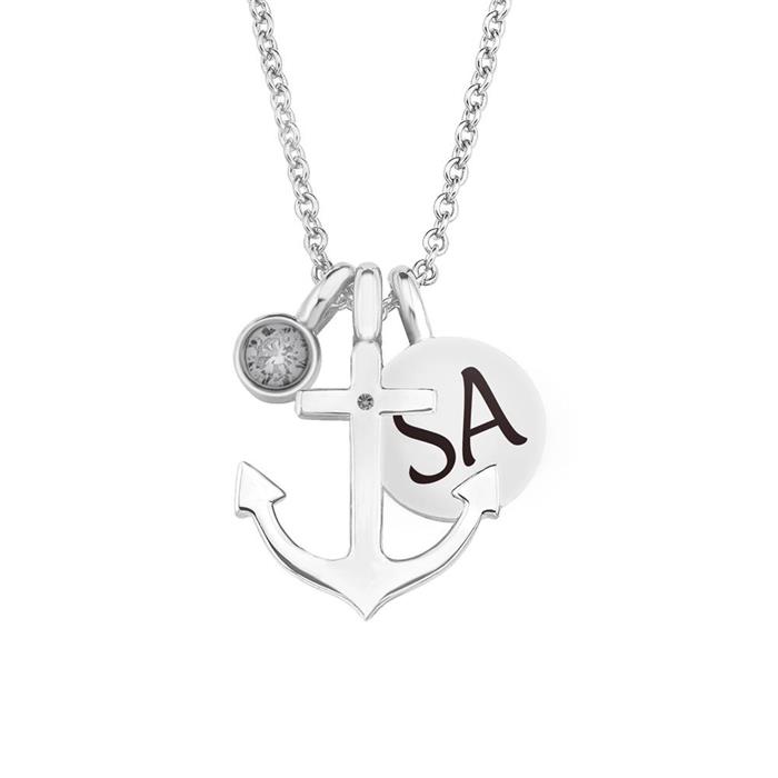 925 Silver Chain For Ladies With Anchor, Engravable