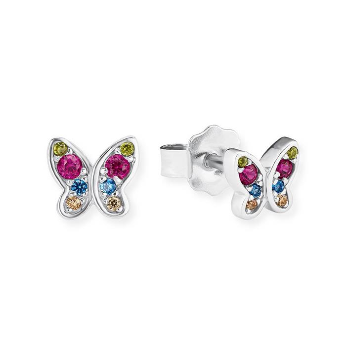 925 pendientes de plata de la mariposa para las niñas