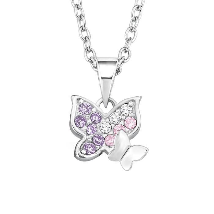 Necklace butterflies sterling silver with zirconia