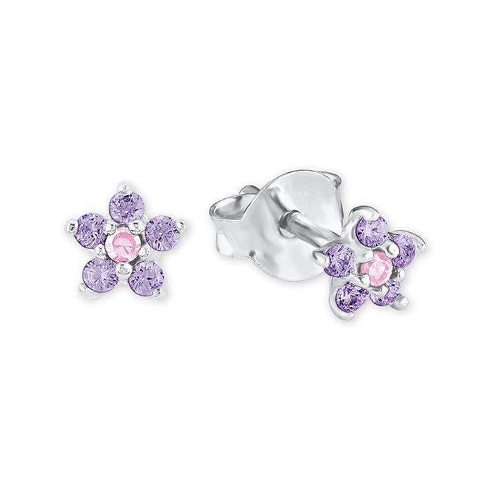 Flower ear studs 925 silver with zirconia