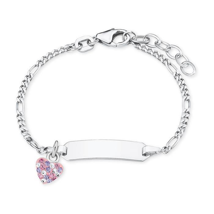 Id bracelet for girls in 925 silver with heart