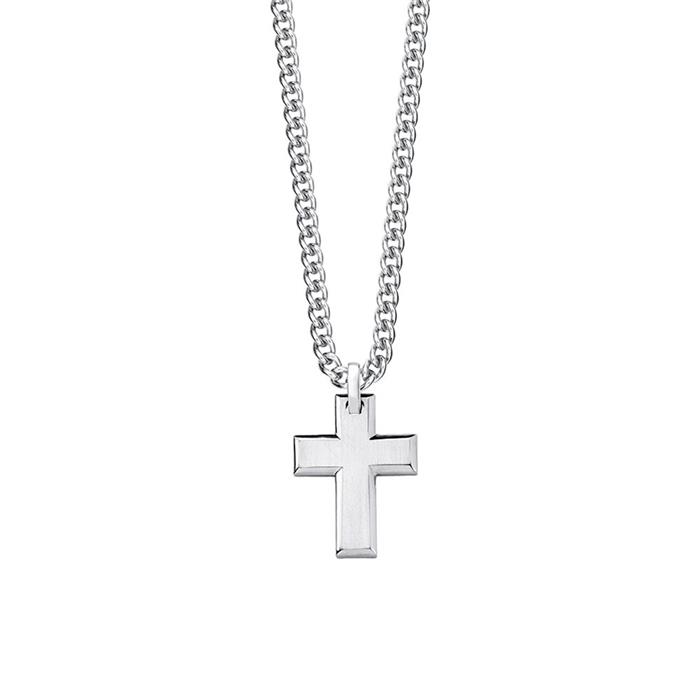 Engravable cross chain for men in stainless steel
