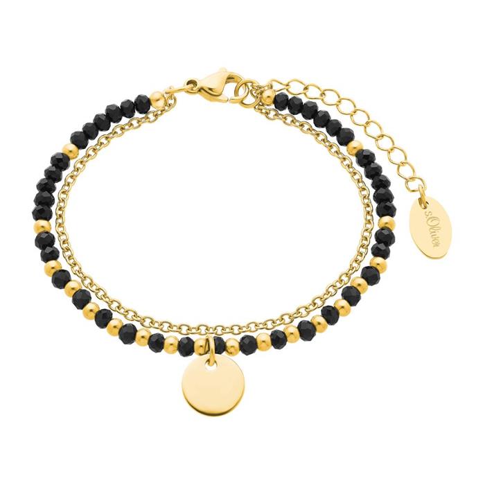 Ladies bracelet made of gold-plated stainless steel, double row