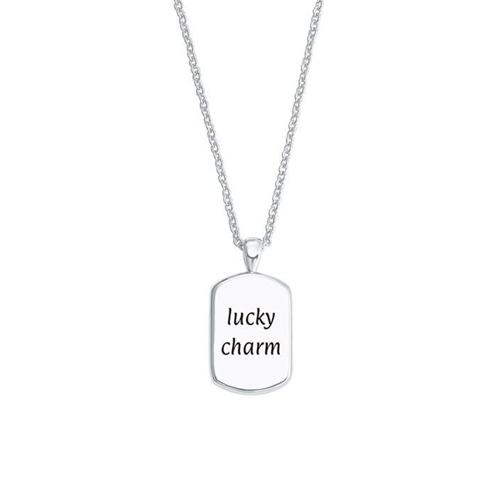 Engravable dog tag necklace for girls made of 925 silver